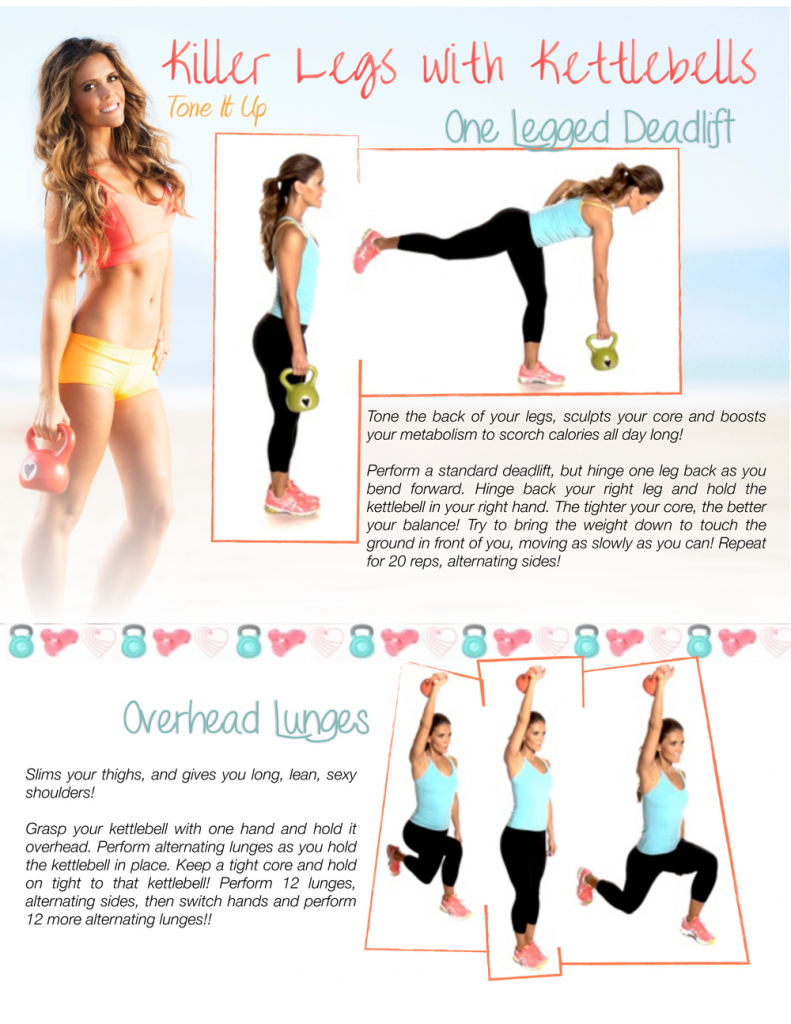 kettlebell deadlift and lunges moves printable workout