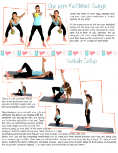 Free printable kettlebell workouts: Swing and Turkish Get Up for sculpting and toning
