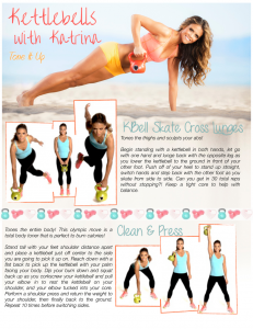 free printable kettlebell workouts - Skate Cross Lunges and Clean Press for toning
